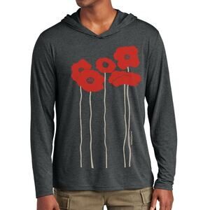 Charcoal Hoodie with Red Poppy Design